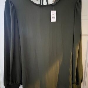LOFT Women's Olive Long Sleeve Blouse